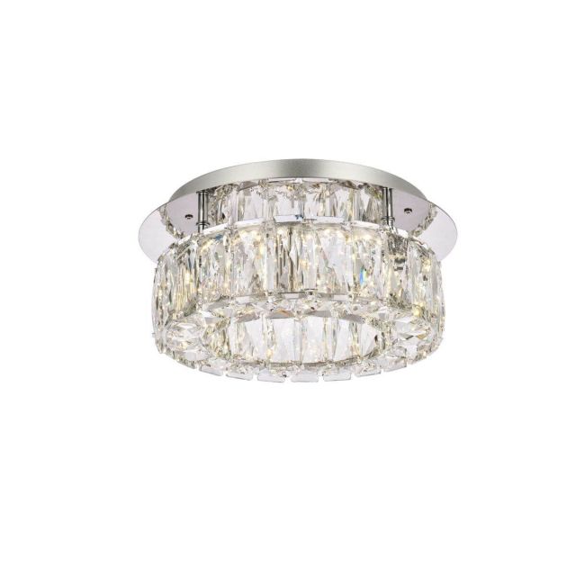 Elegant Lighting Monroe 12 inch LED Flush Mount in Chrome with Clear Crystal 3503F12C