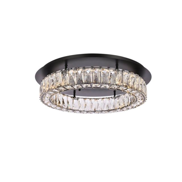 Elegant Lighting Monroe 22 inch LED Flush Mount in Black with Clear Crystal 3503F22BK