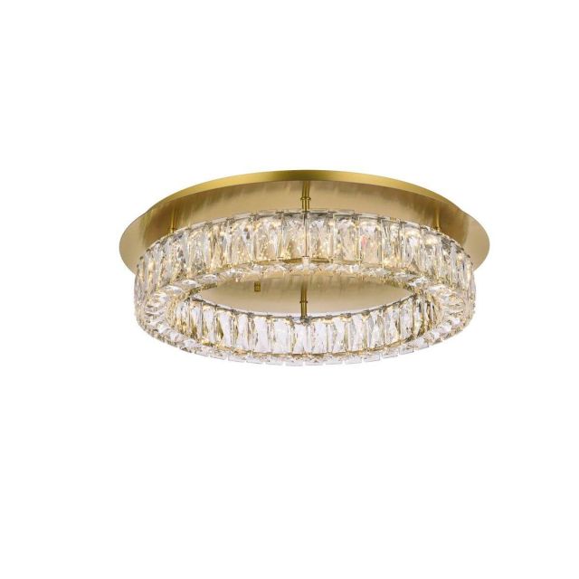 Elegant Lighting Monroe 22 inch LED Flush Mount in Gold with Clear Crystal 3503F22G