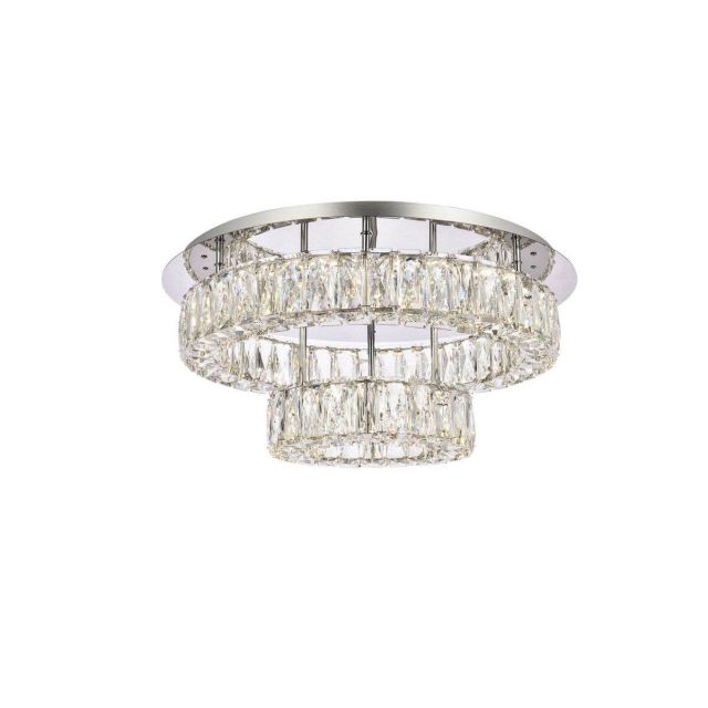Elegant Lighting Monroe 2 Light 22 inch LED Double Flush Mount in Chrome with Clear Crystal 3503F22L2C