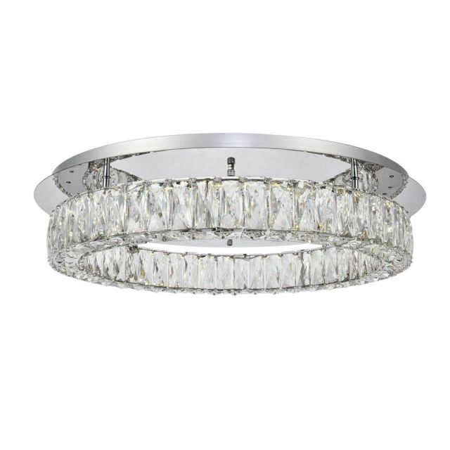 Elegant Lighting 3503F26C Monroe 26 Inch LED Crystal Flush Mount in Chrome with Clear Royal Cut Crystal