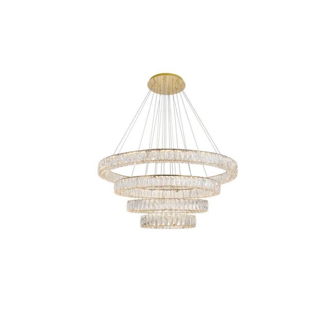 Elegant Lighting Monroe 42 Inch LED Crystal Chandelier in Gold with Clear Royal Cut Crystal 3503G41G