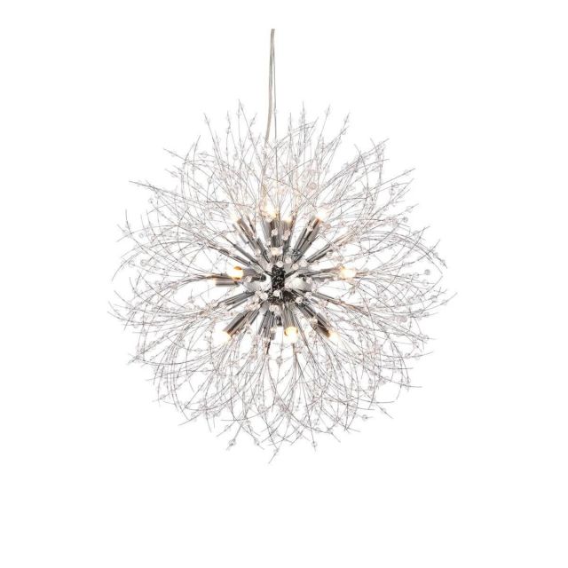 Elegant Lighting Solace 12 Light 24 Inch Pendant in Chrome with Clear Royal Cut Crystal 3507D24C