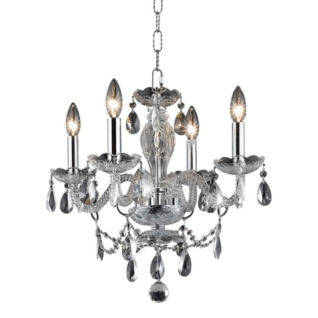 Elegant Lighting V7834D17C/RC Princeton 4 Light 17 Inch Chandelier In Chrome With Royal Cut Clear Crystal