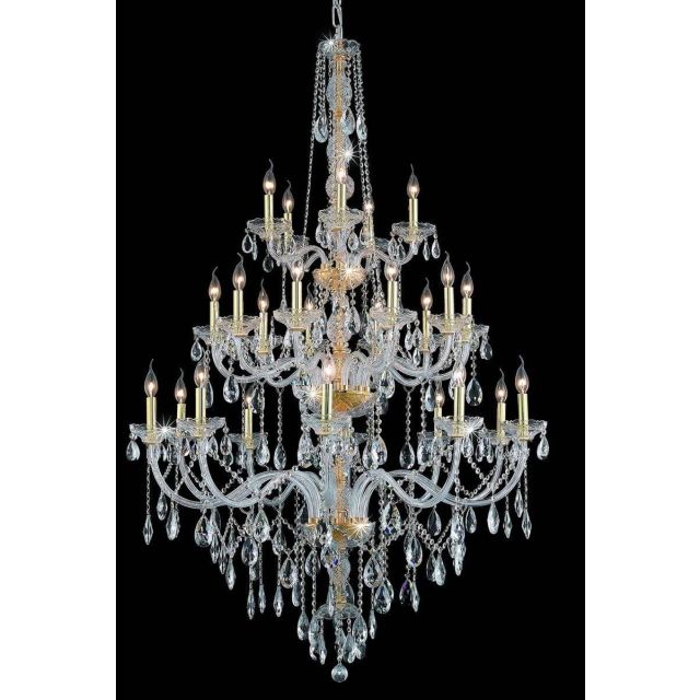 Elegant Lighting 7925G43G/RC Verona 25 Light 43 Inch Crystal Chandelier In Gold With Royal Cut Clear Crystal