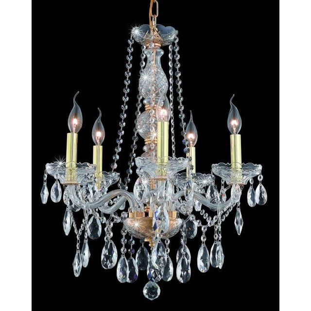 Elegant Lighting Verona 5 Light 21 Inch Crystal Chandelier In Gold With Royal Cut Clear Crystal 7955D21G/RC