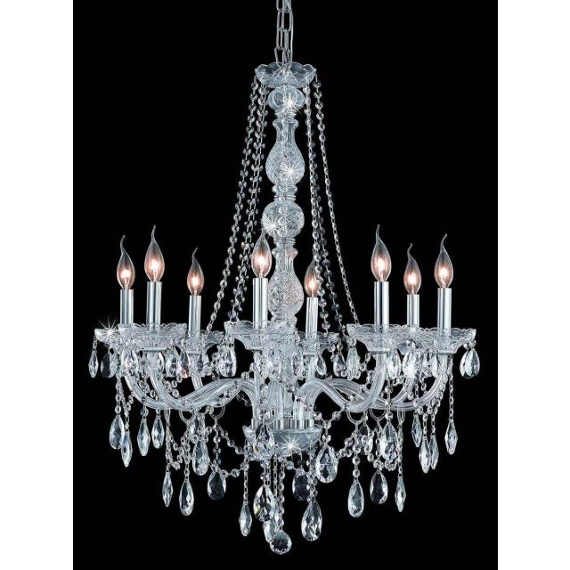 Elegant Lighting Verona 8 Light 28 Inch Crystal Chandelier In Chrome With Royal Cut Clear Crystal 7958D28C/RC
