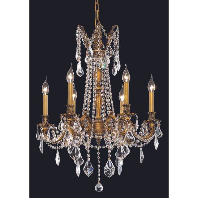 Elegant Lighting 9206D23FG/RC Rosalia 6 Light 23 Inch Crystal Chandelier In French Gold With Royal Cut Clear Crystal