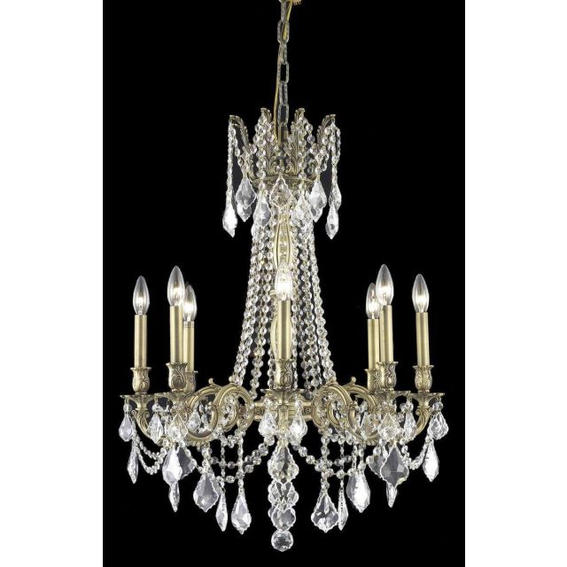 Elegant Lighting 9208D24FG/RC Rosalia 8 Light 24 Inch Crystal Chandelier In French Gold With Royal Cut Clear Crystal