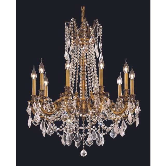 Elegant Lighting Rosalia 10 Light 28 Inch Crystal Chandelier In French Gold With Royal Cut Clear Crystal 9210D28FG/RC