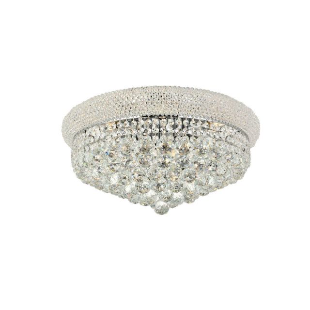 Elegant Lighting Primo 10 Light 20 Inch Flush Mount In Chrome With Royal Cut Clear Crystal V1800F20C/RC
