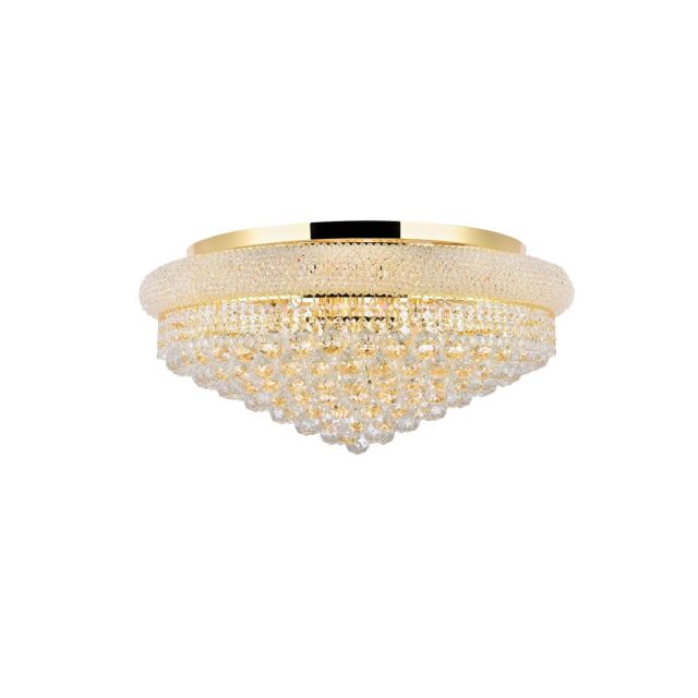Elegant Lighting Primo 15 Light 28 Inch Flush Mount In Gold With Royal Cut Clear Crystal V1800F28G/RC