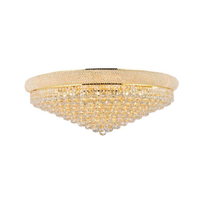 Elegant Lighting Primo 20 Light 36 Inch Flush Mount In Gold With Royal Cut Clear Crystal V1800F36G/RC