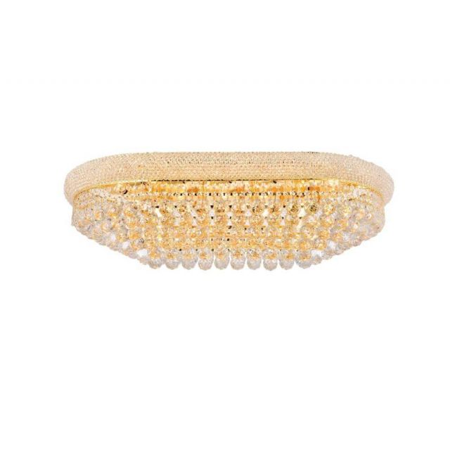 Elegant Lighting V1800F36SG/RC Primo 18 Light 50 Inch Flush Mount In Gold With Royal Cut Clear Crystal