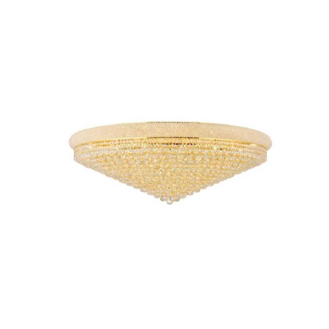 Elegant Lighting Primo 33 Light 48 Inch Flush Mount In Gold With Royal Cut Clear Crystal V1800F48G/RC