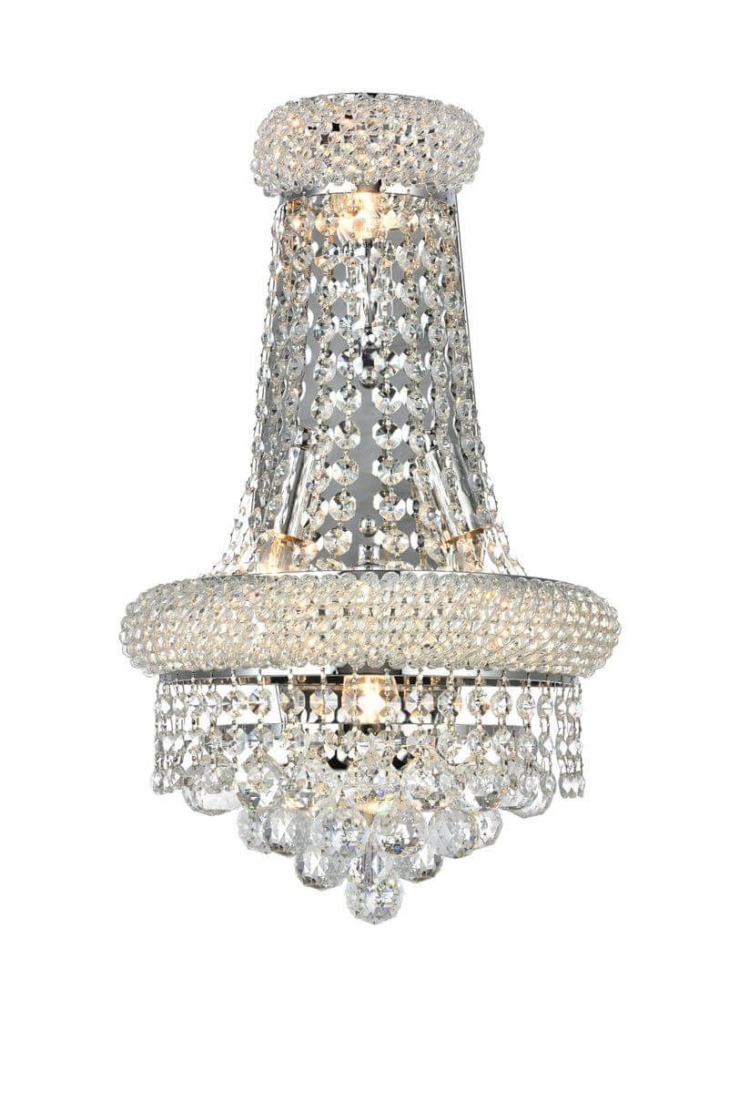 Elegant Lighting V1800W12SC/RC Primo 4 Light 17 Inch Tall Wall Sconce In Chrome With Royal Cut Clear Crystal