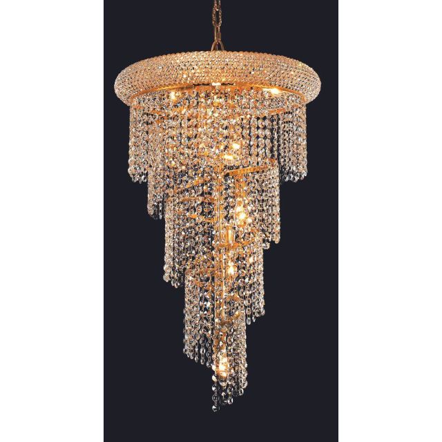 Elegant Lighting Spiral 8 Light 16 Inch Chandelier In Gold With Royal Cut Clear Crystal V1801SR16G/RC