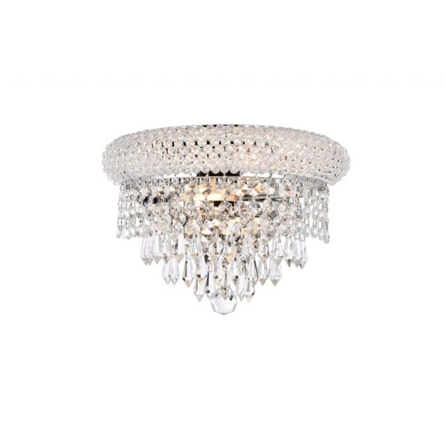 Elegant Lighting V1802W12C/RC Primo 2 Light 12 inch Wide Wall Sconce In Chrome With Royal Cut Clear Crystal