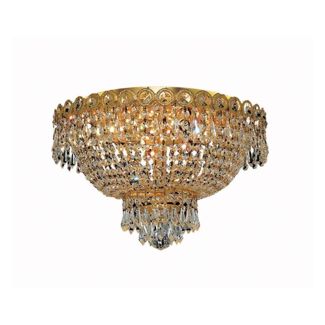Elegant Lighting Century 4 Light 16 Inch Flush Mount In Gold With Royal Cut Clear Crystal V1900F16G/RC