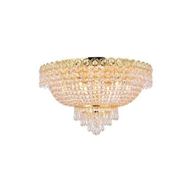 Elegant Lighting V1900F20G/RC Century 9 Light 20 Inch Flush Mount In Gold With Royal Cut Clear Crystal