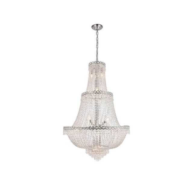 Elegant Lighting V1900G30C/RC Century 17 Light 30 Inch Crystal Chandelier In Chrome With Royal Cut Clear Crystal
