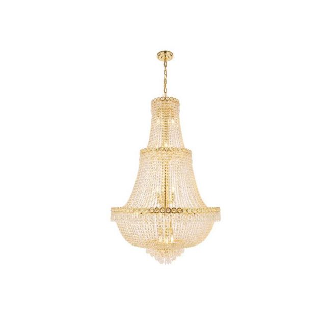 Elegant Lighting Century 17 Light 30 Inch Crystal Chandelier In Gold With Royal Cut Clear Crystal V1900G30G/RC