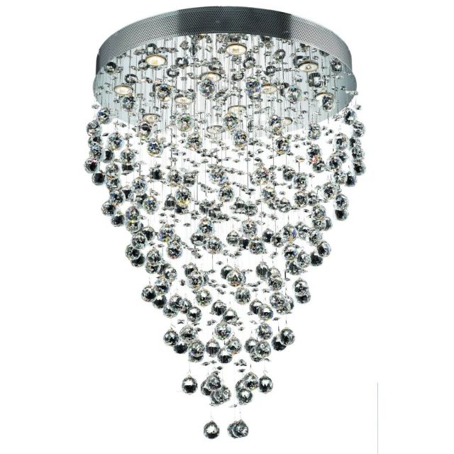 Elegant Lighting V2006D28C/RC Galaxy 12 Light 28 Inch Crystal Chandelier In Chrome With Royal Cut Clear Crystal