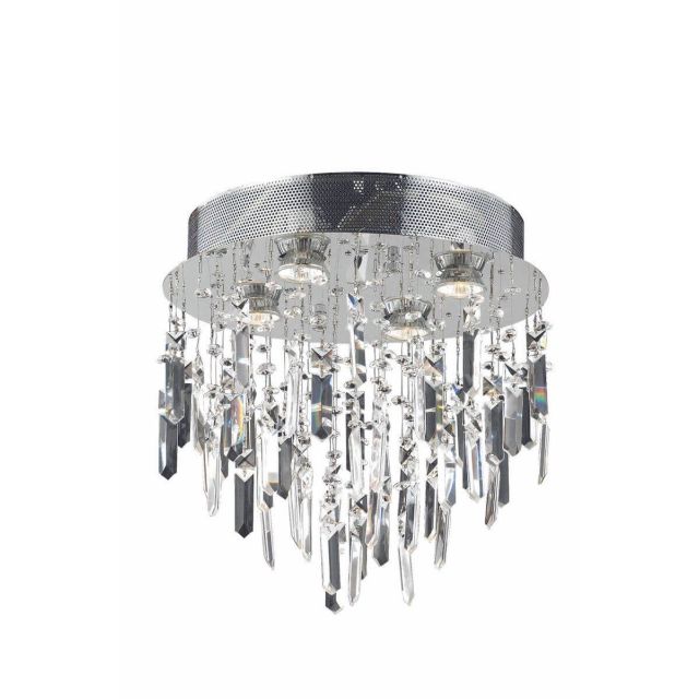 Elegant Lighting V2006F14SC/RC Galaxy 4 Light 14 Inch Crystal Flush Mount In Chrome With Royal Cut Clear Crystal