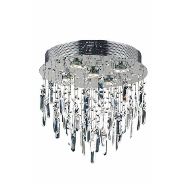 Elegant Lighting V2006F16SC/RC Galaxy 5 Light 16 Inch Crystal Flush Mount In Chrome With Royal Cut Clear Crystal