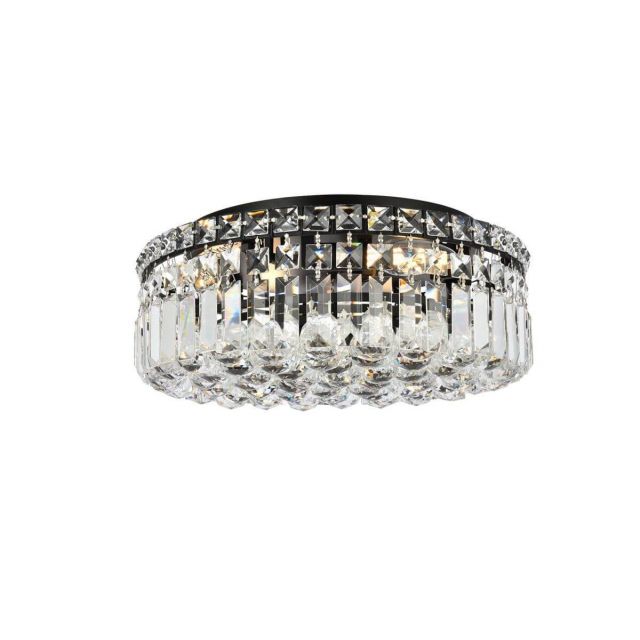 Elegant Lighting Maxime 5 Light 16 Inch Flush Mount in Black with Royal Cut Clear Crystal V2030F16BK/RC
