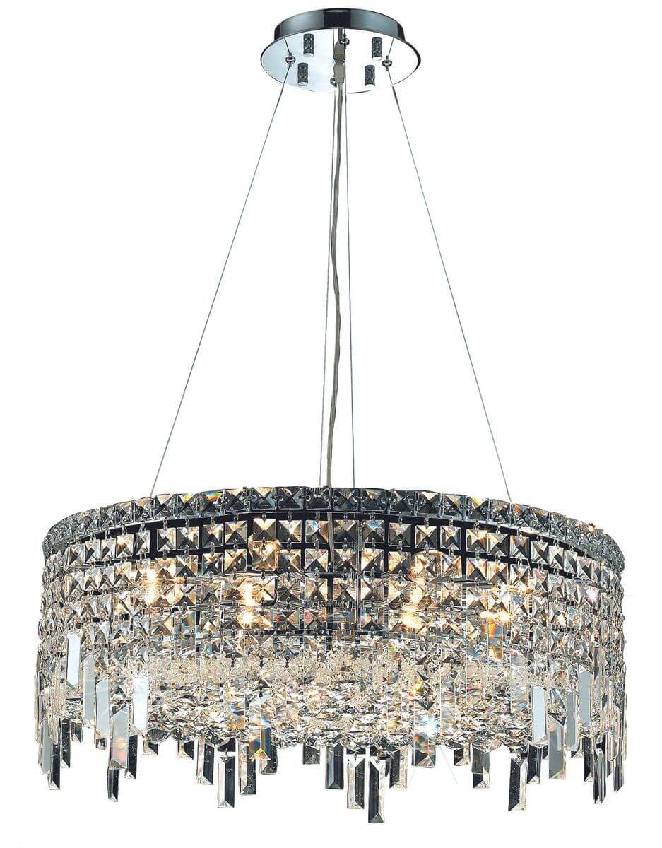 Elegant Lighting Maxime 12 Light 24 Inch Crystal Chandelier In Chrome With Royal Cut Clear Crystal V2031D24C/RC