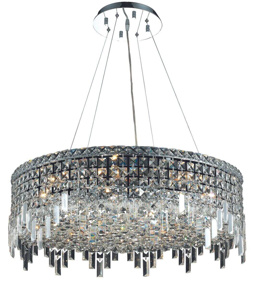 Elegant Lighting V2031D28C/RC Maxime 12 Light 28 Inch Crystal Chandelier In Chrome With Royal Cut Clear Crystal