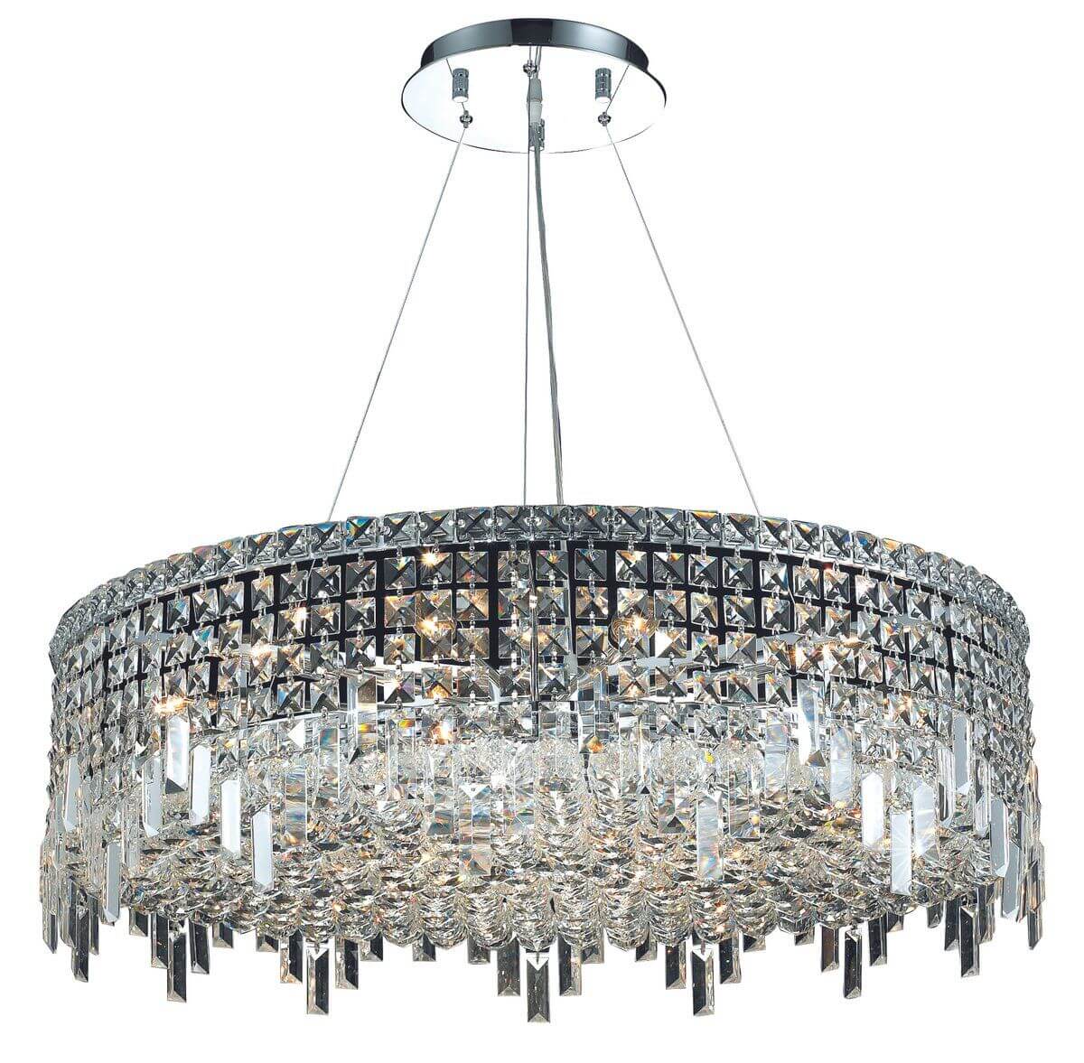 Elegant Lighting V2031D32C/RC Maxime 18 Light 32 Inch Crystal Chandelier In Chrome With Royal Cut Clear Crystal