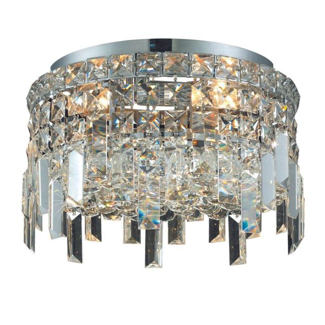 Elegant Lighting Maxime 4 Light 12 Inch Flush Mount In Chrome With Royal Cut Clear Crystal V2031F12C/RC