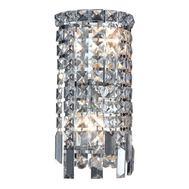 Elegant Lighting Maxime 2 Light 13 Inch Tall Wall Sconce In Chrome With Royal Cut Clear Crystal V2031W6C/RC