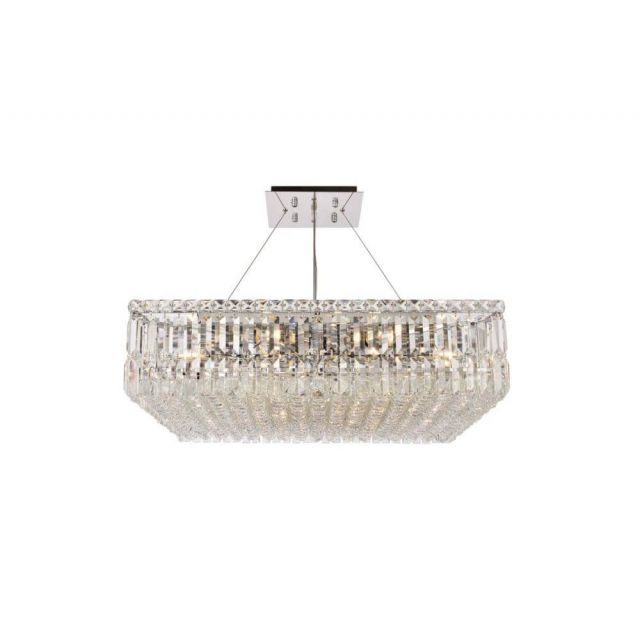 Elegant Lighting V2032D28C/RC Maxime 12 Light 28 Inch Crystal Chandelier In Chrome With Royal Cut Clear Crystal