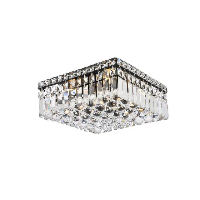 Elegant Lighting V2032F12BK/RC Maxime 4 Light 12 Inch Flush Mount in Black with Royal Cut Clear Crystal