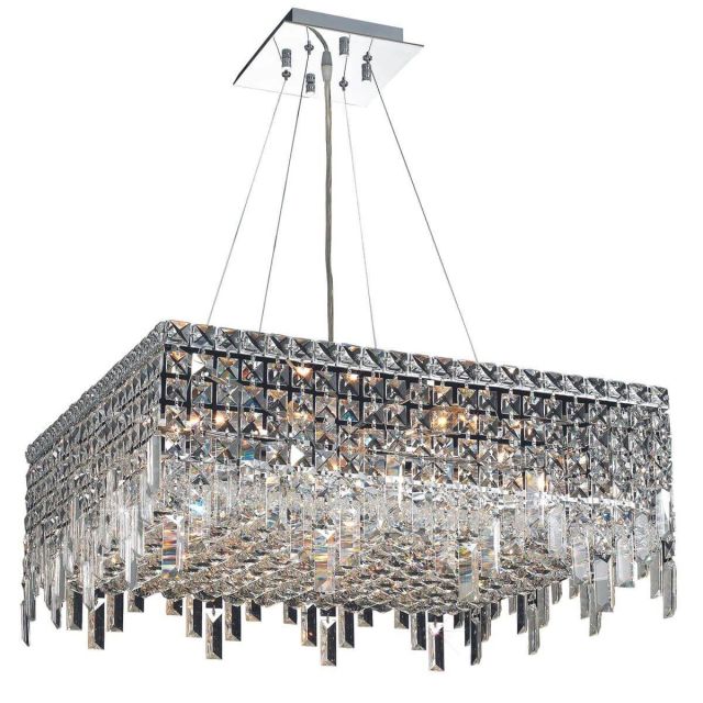 Elegant Lighting V2033D24C/RC Maxime 12 Light 24 Inch Crystal Chandelier In Chrome With Royal Cut Clear Crystal