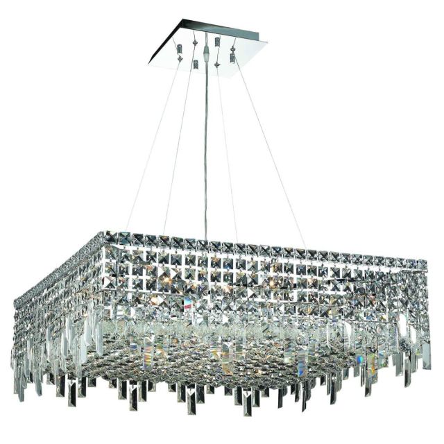 Elegant Lighting V2033D28C/RC Maxime 12 Light 28 Inch Crystal Chandelier In Chrome With Royal Cut Clear Crystal