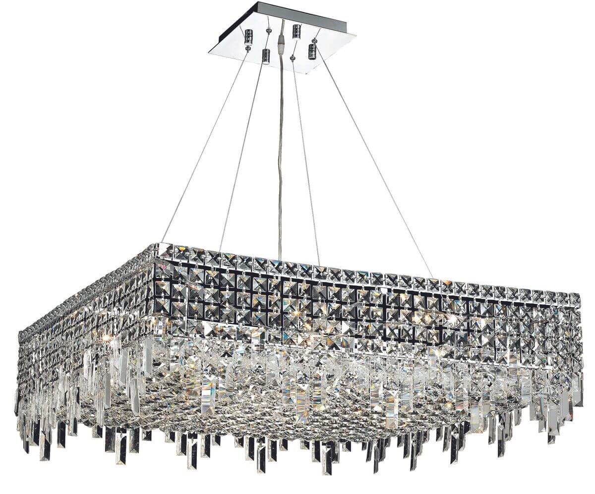 Elegant Lighting V2033D32C/RC Maxime 12 Light 32 Inch Crystal Chandelier In Chrome With Royal Cut Clear Crystal