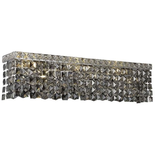 Elegant Lighting V2033W18C-SS/RC Maxim 4 Lights 18 inch Wide Wall Sconce In Chrome With Royal Cut Silver Shade Grey Crystal