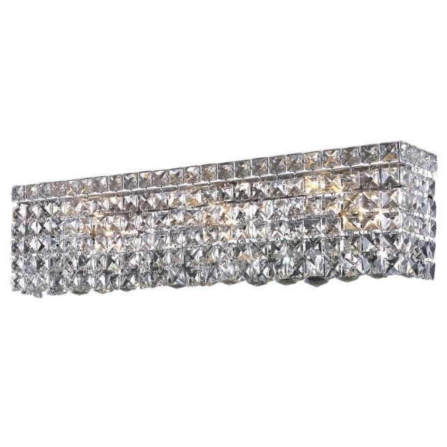 Elegant Lighting V2033W26C/RC Maxime 6 Light 26 inch Wide Wall Sconce In Chrome With Royal Cut Clear Crystal