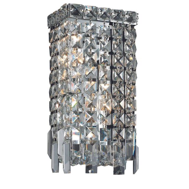 Elegant Lighting Maxime 2 Light 13 Inch Tall Wall Sconce In Chrome With Royal Cut Clear Crystal V2033W6C/RC