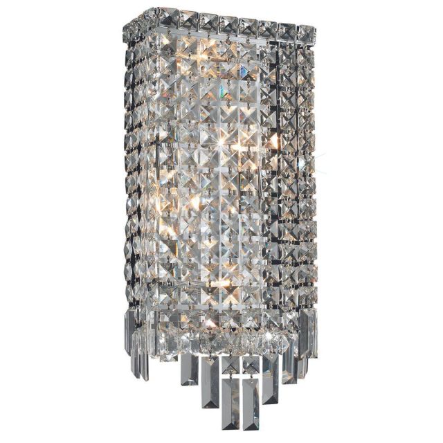 Elegant Lighting V2033W8C/RC Maxime 4 Light 18 Inch Tall Wall Sconce In Chrome With Royal Cut Clear Crystal