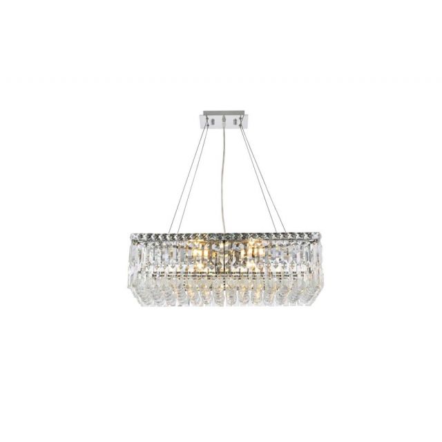 Elegant Lighting V2034D24C/RC Maxime 6 Light 12 Inch Crystal Chandelier In Chrome With Royal Cut Clear Crystal