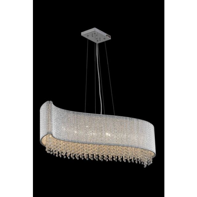 Elegant Lighting Influx 8 Light 44 Inch Pendant In Chrome With Royal Cut Clear Crystal V2090D44C/RC