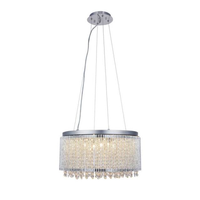 Elegant Lighting Influx 12 Light 20 Inch Crystal Pendant In Chrome With Royal Cut Clear Crystal V2092D20C/RC