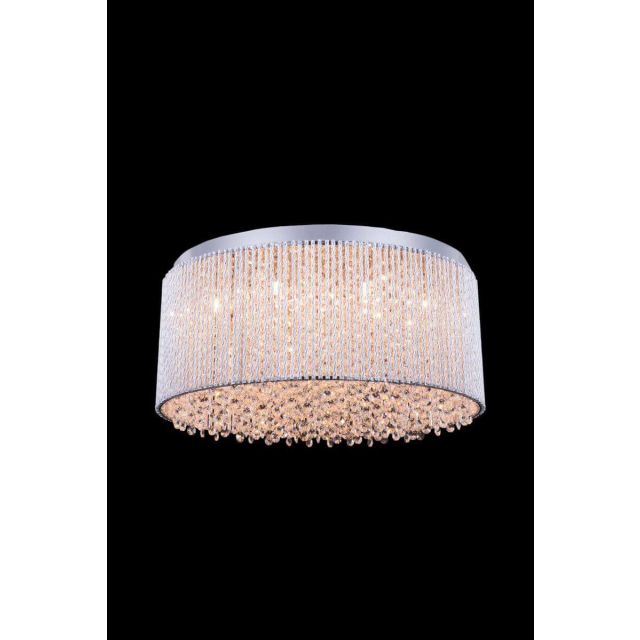 Elegant Lighting Influx 12 Light 20 Inch Crystal Flush Mount In Chrome With Royal Cut Clear Crystal V2092F20C/RC