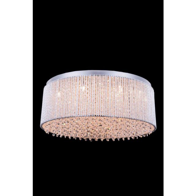 Elegant Lighting Influx 14 Light 24 Inch Crystal Flush Mount In Chrome With Royal Cut Clear Crystal V2092F24C/RC