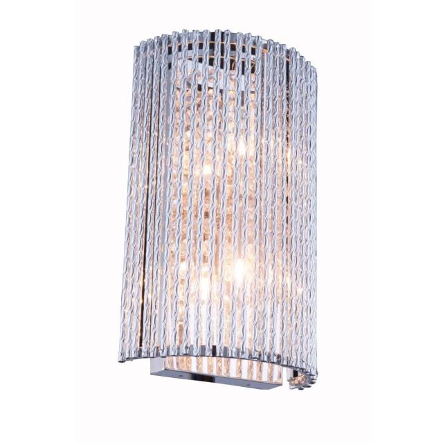 Elegant Lighting Influx 2 Light 12 Inch Tall Crystal Wall Sconce In Chrome With Royal Cut Clear Crystal V2092W7C/RC